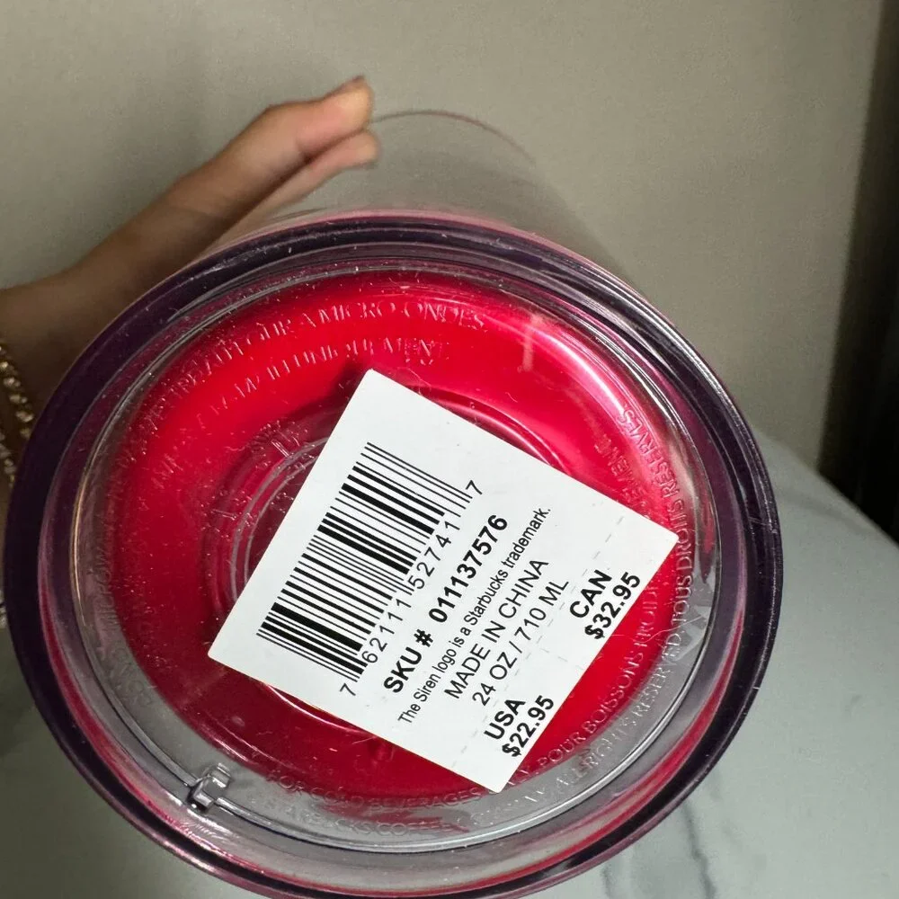 Starbucks Holiday 2022 Red Marble 'Enchanted Forest Pearl' Floral‎ Tumbler NEW